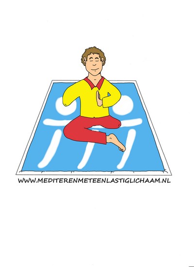 Een cartoon van Paul Stoel pasend bij mediteren met een lastig lichaam